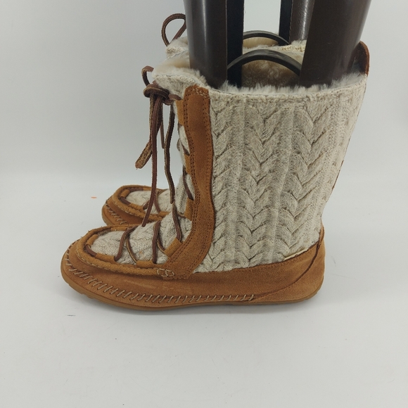 L.L. Bean Wicked Good Boots Tan Leather and Ragg Wool Size 11 - Picture 4 of 8